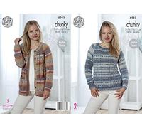 King Cole Ladies Chunky Knitting Pattern Raglan Sleeve Cable Knit Cardigan & Sweater (5052)