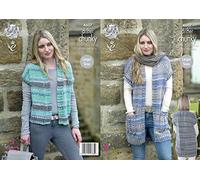 King Cole Ladies Chunky Knitting Pattern - Short Ribbed Waistcoat or Long Cabled Waistcoat (4607) by King Cole