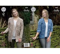 King Cole Ladies Chunky Knitting Pattern Womens Cabled Long or Short Length Cardigans (4880)
