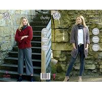 King Cole Ladies Chunky Knitting Pattern Womens Easy Knit Raglan Sleeve Short or Long Jacket (4859)