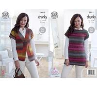 King Cole Ladies Chunky Knitting Pattern Womens Easy Knit Waistcoat & Top (5011),Multicolor,28" - 46” bust