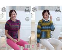 King Cole Ladies Chunky Knitting Pattern Womens Long or Short Raglan Sleeve Sweater (5008)