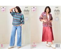 King Cole Ladies Chunky Knitting Pattern Womens Sweater & Cardigan (6247)