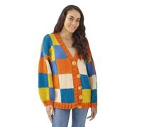 King Cole Ladies Chunky Squares or Stripes Womens Long Sleeve Cardigans (6122)