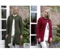 King Cole Ladies Coat, Jacket & Scarf Merino Blend Knitting Pattern 3263 Chunky