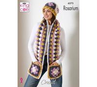 King Cole Ladies Crochet Pattern Granny Square Hat Headband & Scarf Accessories (6275)