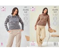 King Cole Ladies DK Knitting Pattern Easy Knit Round or Cowl Neck Sweater (5997)