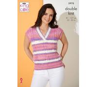 King Cole Ladies DK Knitting Pattern V Neck Cable Knit Sweater & Top (5978), 32" - 50"