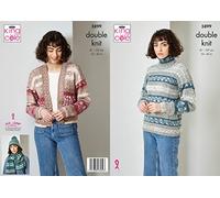 King Cole Ladies Double Knit Knitting Pattern Cardigan Sweater Scarf & Hat (5899)