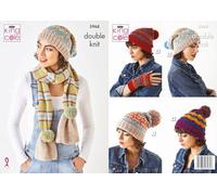 King Cole Ladies Double Knit Knitting Pattern Hats Scarf & Hand Warmers (5968)
