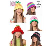 King Cole Ladies Double Knit Knitting Pattern Striped or Fruit Pattern Hats (5864)