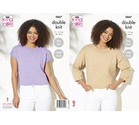 King Cole Ladies Double Knit Knitting Pattern Womens Easy Knit Sweater & Top (5867), Multi, 28- 46inch