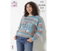 King Cole Ladies Double Knit Knitting Pattern Womens Sweater Scarf & Hat (6235)