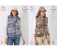 King Cole Ladies Double Knitting Pattern Easy Knit Body Warmers/Gilets (6077), 32'' - 50'' chest