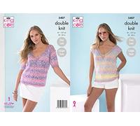 King Cole Ladies Double Knitting Pattern Easy Lace V Neck Short Sleeved or Sleeveless Top (5407)