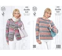 King Cole Ladies Double Knitting Pattern Womens Lace Sleeve Cardigan & Sweater Drifter DK (4250) by King Cole