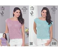 King Cole Ladies Double Knitting Pattern Womens Smooth DK Short Sleeved Tops 3942