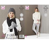 King Cole Ladies Double Knitting Pattern Womens Sweater Hat Scarf & Gloves (5491)