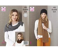 King Cole Ladies Double Knitting Pattern Womens Wrap Snood Hat & Scarf (5490)