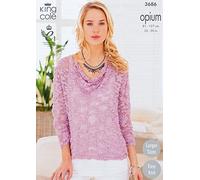 King Cole Ladies Drape Neck Sweaters Opium Knitting Pattern 3686