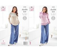 King Cole Ladies Easy Knitting Pattern, Knit in The Round, Double Knit Sweaters (6164), 32” - 42” (81cm - 107cm)