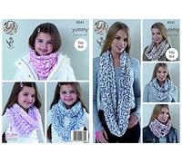 King Cole Ladies & Girls Snoods Yummy Knitting Pattern 4541 Chunky