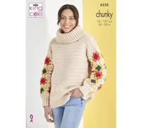 King Cole Ladies Granny Square Roll Neck & Womens Crew Neck Jumper (6228)
