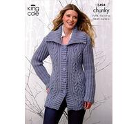 King Cole Ladies Jacket & Sweater Magnum Knitting Pattern 3494 Chunky