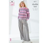 King Cole Ladies Knitting Pattern (6511) in Bramble DK - Cardigan & Sweater Top in Bramble DK