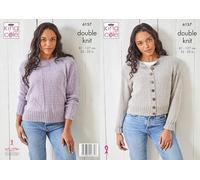 King Cole Ladies Knitting Pattern Double Knit Sweater and Cardigan (6157), 81cm - 127cm (32” - 50” Inches)