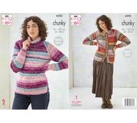 King Cole Ladies Knitting Pattern Womans Chunky Sweater & Cardigan (6205)
