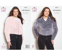 King Cole Ladies Knitting Pattern Womans Velveteen Plush Cardigan & Sweater (6323)