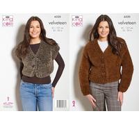 King Cole Ladies Knitting Pattern Womans Velveteen Plush Cardigan & Waistcoat (6320)
