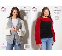King Cole Ladies Knitting Pattern Womans Velveteen Plush Jacket & Sweater (6321)