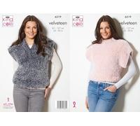 King Cole Ladies Knitting Pattern Womans Velveteen Plush Slip Overs (6319)