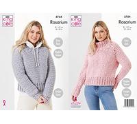 King Cole Ladies Rosarium Mega Chunky Knitting Pattern Easy Knit Raglan Sweaters (5754)
