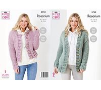 King Cole Ladies Rosarium Mega Chunky Knitting Pattern Easy Knit Round or V Neck Cardigan (5752)