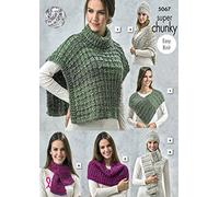King Cole Ladies Super Chunky Knitting Pattern Easy Knit Wrap Hat Scarf & Tabbard (5067)