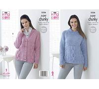 King Cole Ladies Super Chunky Knitting Pattern Raglan Sleeve Cabled Sweater & Cardigan (5336)
