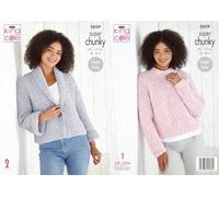 King Cole Ladies Super Chunky Knitting Pattern Womens Jacket & Sweater (5829), Multi, 32 - 46 inch
