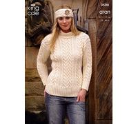 King Cole Ladies Sweater, Cardigan & Headband Fashion Knitting Pattern 3508 Aran
