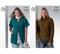 King Cole Ladies Sweater & Coat Top Magnum Chunky Knitting Pattern 3432