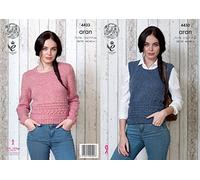 King Cole Ladies Sweater & Tank Top Big Value Knitting Pattern 4433 Aran