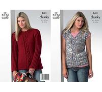 King Cole Ladies Sweater & Top Magnum Chunky Knitting Pattern 3431