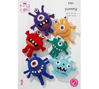 King Cole Little Monsters Knitting Pattern Soft Yummy DK Knit Stuffed Toy (9201)