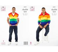 King Cole Men’s Knitting Pattern Easy Double Knit Sweater and Sweater Vest (6121), 36” - 54” (92cm - 137cm) Chest