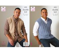 King Cole Mens DK Knitting Pattern Cable Knit Sweater Vest & Waistcoat (6038)