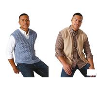 King Cole Mens DK Knitting Pattern Cable Knit Sweater Vest & Waistcoat (6038)