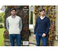 King Cole Mens Double Knitting Pattern Cable Knit Cricket Slipover and Sweater (4939)