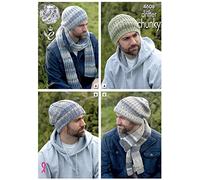 King Cole Mens Hats & Scarves Drifter Knitting Pattern 4608 Chunky